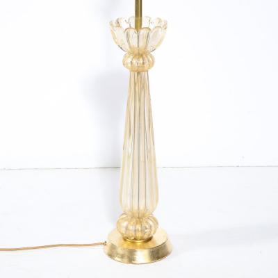 Mid Century Modern Hand Blown Murano Glass Table Lamp with 24kt Gold Flecks