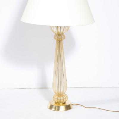 Mid Century Modern Hand Blown Murano Glass Table Lamp with 24kt Gold Flecks