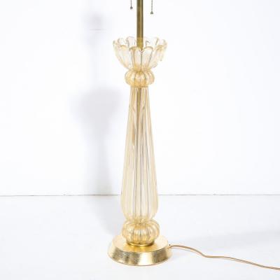 Mid Century Modern Hand Blown Murano Glass Table Lamp with 24kt Gold Flecks