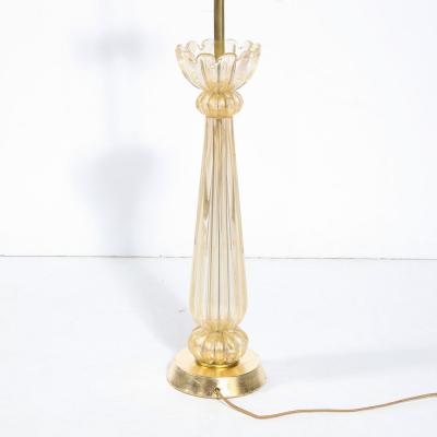 Mid Century Modern Hand Blown Murano Glass Table Lamp with 24kt Gold Flecks