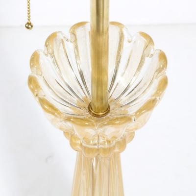 Mid Century Modern Hand Blown Murano Glass Table Lamp with 24kt Gold Flecks