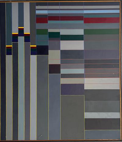 Mid Century Modern Hard Edge Modernist Color Block Painting