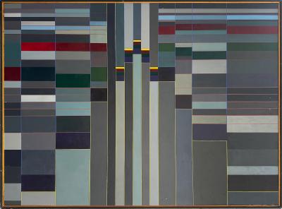 Mid Century Modern Hard Edge Modernist Color Block Painting