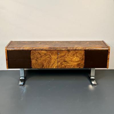 Mid Century Modern Herman Miller Style Sideboard Credenza Cabinet Burlwood