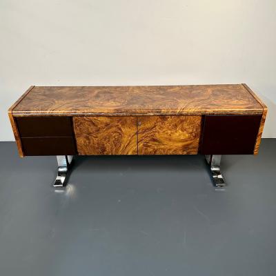 Mid Century Modern Herman Miller Style Sideboard Credenza Cabinet Burlwood