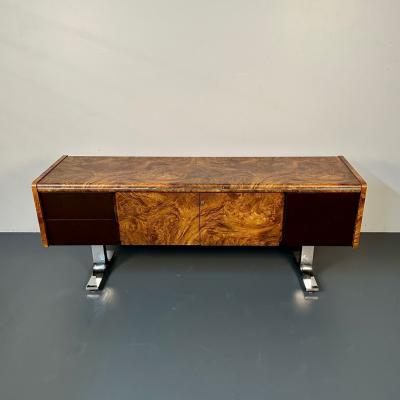 Mid Century Modern Herman Miller Style Sideboard Credenza Cabinet Burlwood