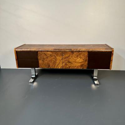 Mid Century Modern Herman Miller Style Sideboard Credenza Cabinet Burlwood