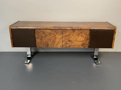 Mid Century Modern Herman Miller Style Sideboard Credenza Cabinet Burlwood