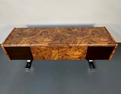 Mid Century Modern Herman Miller Style Sideboard Credenza Cabinet Burlwood