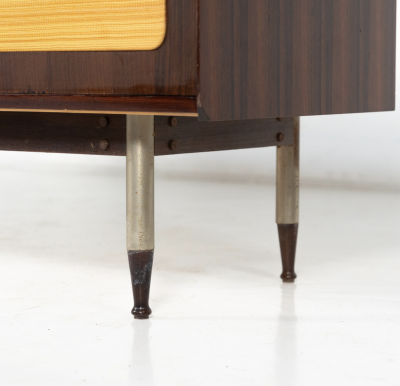 Mid Century Modern Highbord Wood and Wicker Italy