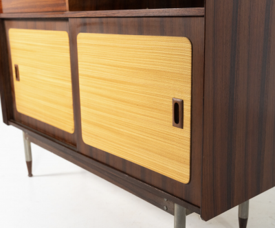 Mid Century Modern Highbord Wood and Wicker Italy