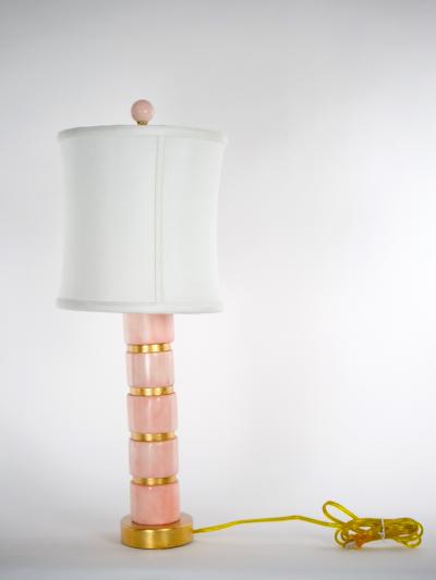 Mid Century Modern Ice Pink Jade Giltwood Base Table Lamp