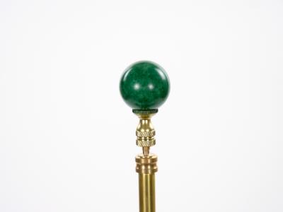 Mid Century Modern Italian Art Deco Style Dark Green Jade and Brass Table Lamps