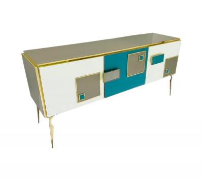 Mid Century Modern Italian Art Deco Style Sideboard Credenza Cabinet