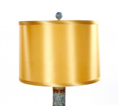 Mid Century Modern Italian Blue Tapestry Design Porcelain Table Lamps Pair
