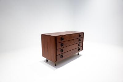 Mid Century Modern Italian Chest of Drawers Teak and Metal 1960s