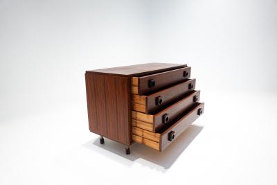 Mid Century Modern Italian Chest of Drawers Teak and Metal 1960s