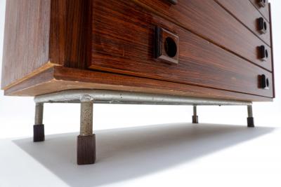 Mid Century Modern Italian Chest of Drawers Teak and Metal 1960s