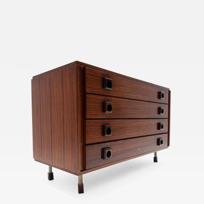 Mid Century Modern Italian Chest of Drawers Teak and Metal 1960s