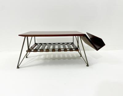 Mid Century Modern Italian Coffee Table with Magazine Rack