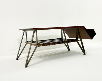 Mid Century Modern Italian Coffee Table with Magazine Rack