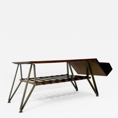 Mid Century Modern Italian Coffee Table with Magazine Rack