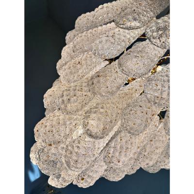 Mid Century Modern Italian Conchiglie Murano Glass Gold Chandelier