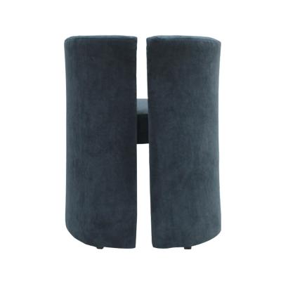 Mid Century Modern Italian Curved Chairs in Blue Velvet Set of Seven