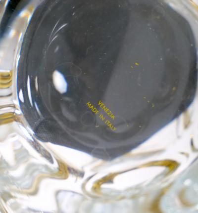 Mid Century Modern Italian Cut Glass Gold Decorated Vase