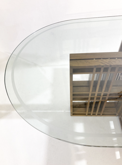 Mid Century Modern Italian Dining Table Wood and Glass 1960s