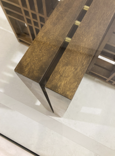 Mid Century Modern Italian Dining Table Wood and Glass 1960s