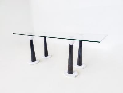 Mid Century Modern Italian Dining Table in Marble Glass