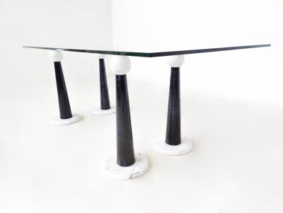 Mid Century Modern Italian Dining Table in Marble Glass