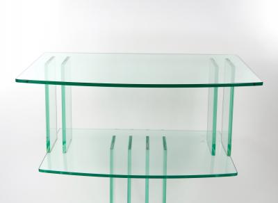 Mid Century Modern Italian Glass Shelves Mirrored Base Swivel Bar Cart