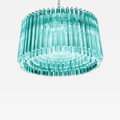 Mid Century Modern Italian Light Blue Triedro Concava Chandelier