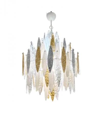 Mid Century Modern Italian Murano Glass Icicle Chandelier 20th Century