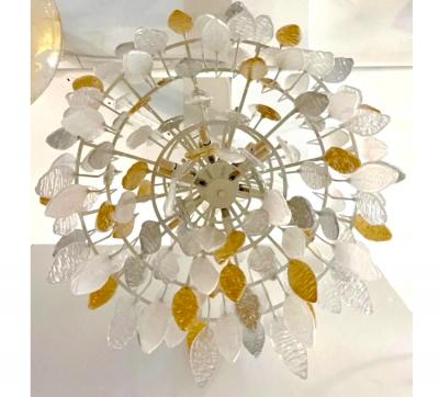 Mid Century Modern Italian Murano Glass Icicle Chandelier 20th Century
