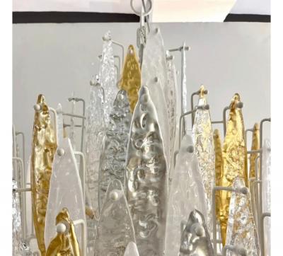 Mid Century Modern Italian Murano Glass Icicle Chandelier 20th Century