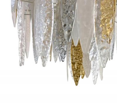 Mid Century Modern Italian Murano Glass Icicle Chandelier 20th Century