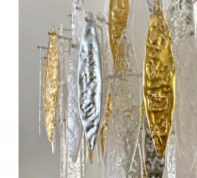 Mid Century Modern Italian Murano Glass Icicle Chandelier 20th Century