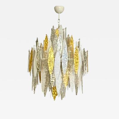 Mid Century Modern Italian Murano Glass Icicle Chandelier 20th Century