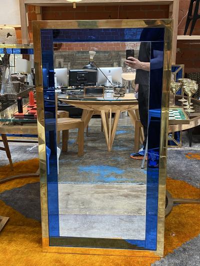 Mid Century Modern Italian Oversize Rectangular Wall Mirror Italy 1970
