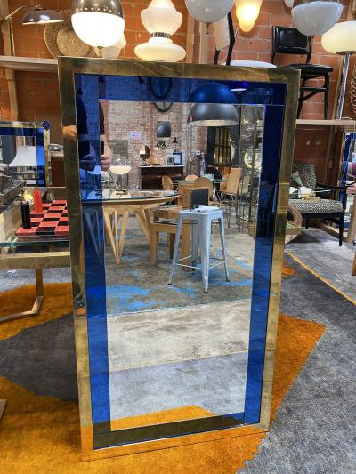 Mid Century Modern Italian Oversize Rectangular Wall Mirror Italy 1970