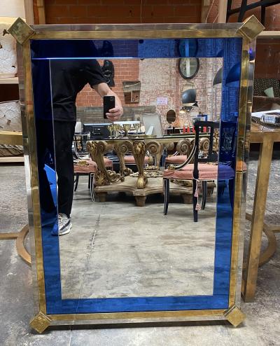 Mid Century Modern Italian Oversize Wall Mirror Italy 1950