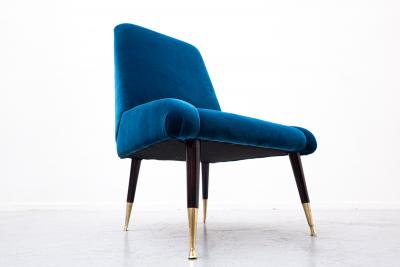 Mid Century Modern Italian Seating Set in Blue Velvet