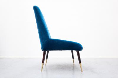 Mid Century Modern Italian Seating Set in Blue Velvet