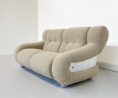 Mid Century Modern Italian Sofa in Beige Boucle