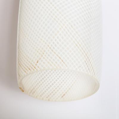 Mid Century Modern Italian Textured White Murano Glass Brass Pendant Light