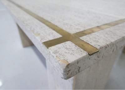 Mid Century Modern Italian Travertine Coffee Table 1970s