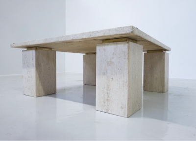 Mid Century Modern Italian Travertine Coffee Table 1970s